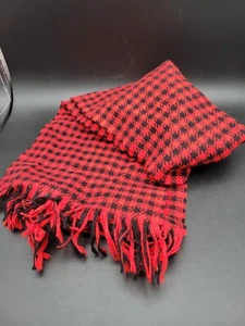 Pendelton 100 Wool Scarf Red Black Checks 9 X 64 Never Used - Picture 1 of 3