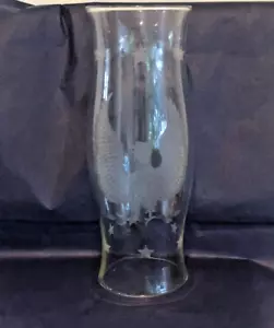 Hurricane Glass Shade Eagle & Stars Etched Open Ends 14.75" Tall - Picture 1 of 20