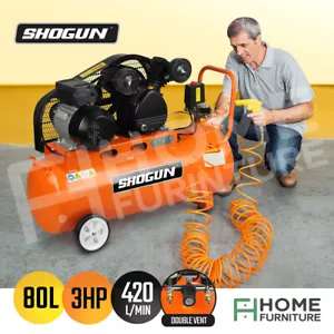 Electric Air Compressor Tank 3HP 420L/Min Portable Inflator Belt Drive 80L - Picture 1 of 12