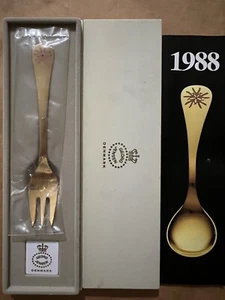 Georg Jensen Gilded Silver Gold Annual Pastry Fork, 1988 - Picture 1 of 10