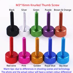 M3*16 mm Tornillo de pulgar arrugado PC Estuche para computadora Empuñadura de mano Pernos de aleación de aluminio - Imagen 1 de 5