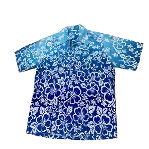 MADE HAWAII Herren M Hawaiihemd blau Stern Farbverlauf Blumen Dopamin Made USA 44" - Bild 1 von 24