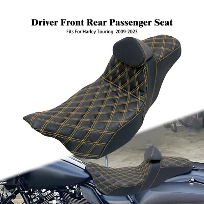 Step up Seat W/ Rider Backrest Driver Passenger Seats For Harley Touring 09-23 — 第 1/4 张图片