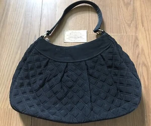Borsa a mano Vera Bradley classica nera in pensione stile hobo OGGETTO DIFFICILE DA TROVARE - Foto 1 di 10