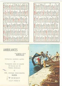 calendrier petit format 7,5 x 1,5 cm replié illustré scene de peche - Foto 1 di 1