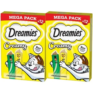 Dreamies Creamy mit Käse und Katzenminze – Katzensnacks Mega Pack 2×12×10g - Bild 1 von 3