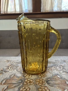 Vintage Anchor Hocking Glass Pitcher TAHITI Amber Bamboo tiki mid century MCM - Picture 1 of 10