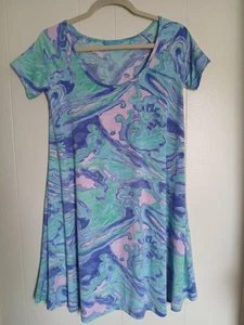 Tori Richard Honolulu Marbled Short Sleeve Fit And Flare Dress Athletic Sz XS - Picture 1 of 10
