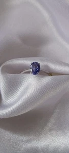 AAA Tanzanite Solitaire Ring Sz 6, Perfect 1.00 Ct, Oval, Platinum Over 925,NWT - Picture 1 of 12