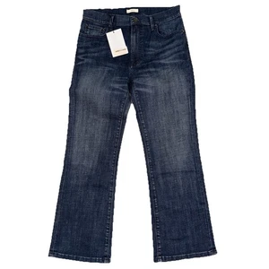 NWT Able Jeans 27 The Kick Med Dark Blue Susana Wash Slight Flare Crop Stretch X - Picture 1 of 11