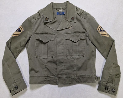 Polo Ralph Lauren Jacket Womens Small Green Military Cropped Patches Preppy - Image 1 of 4
