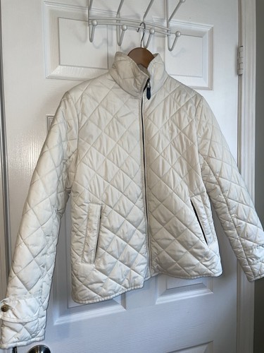 OFF WHITE Polo Ralph Lauren giacca trapuntata donna taglia large bianco sporco panna preppy