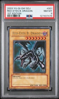 2003 Yu-Gi-Oh Red Eyes B Dragon SDJ-001 1st Edition PSA 8 - New Cert - Image 1 of 2