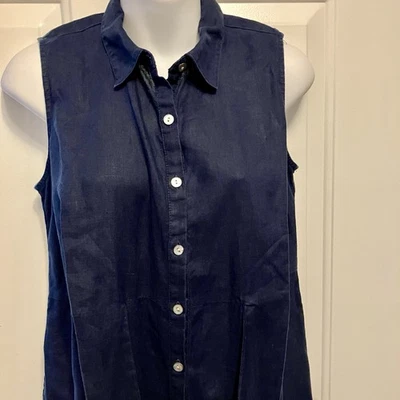 Платье миди без рукавов J Jill Love льняное размер XS женское миниатюрное темно-синее - Изображение 1 из 4