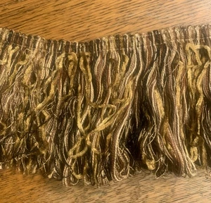 Remnant - Vintage  Custom 4”  Brown Tassel brush fringe trim - 12” X  4” - - Picture 1 of 2