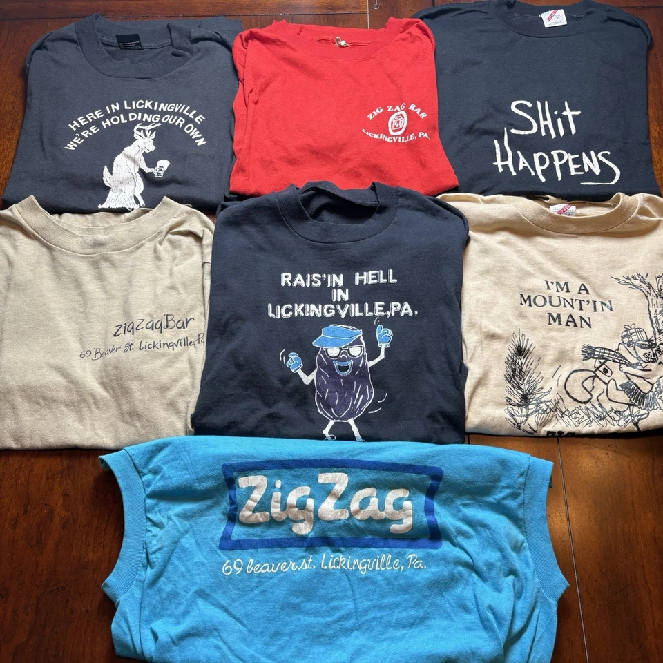 Lot Of 7 Vintage 90s Zig Zag Bar 69 Beaver St  Pennsylvania T-Shirt Large - Image 1 of 4