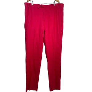 Pantalones Paul Fredrick 42 Nuevos con Etiquetas 100% Lino Calce Clásico Rojo Baya Sin Dobladillo - Imagen 1 de 16