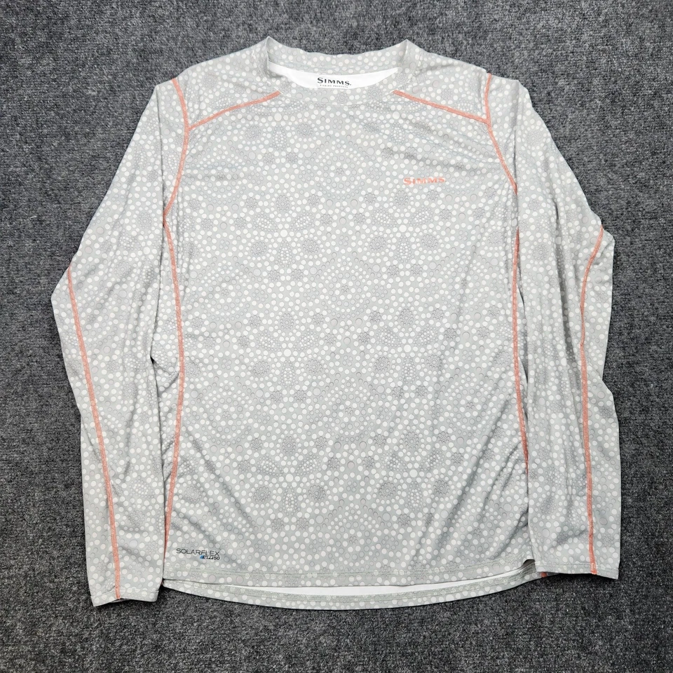 Simms SolarFlex Shirt Womens Large UPF 50 Sun Protection Fly Fishing Gray - Image 1 of 4