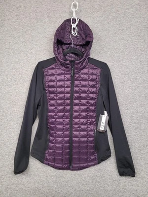 Chaqueta Marc New York Performance para mujer grande púrpura negra con capucha acolchada cremallera Foto 1 de 4