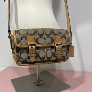 Bolso de Hombro COACH Mini Field 6844 Logo Marrón Tostado Cuero Y2K - Imagen 1 de 13