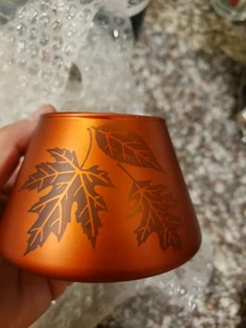 Partylite Mini Jar Shade Fall Leaf Topper Barrel Thanksgiving Yankee Flicker - Picture 1 of 10