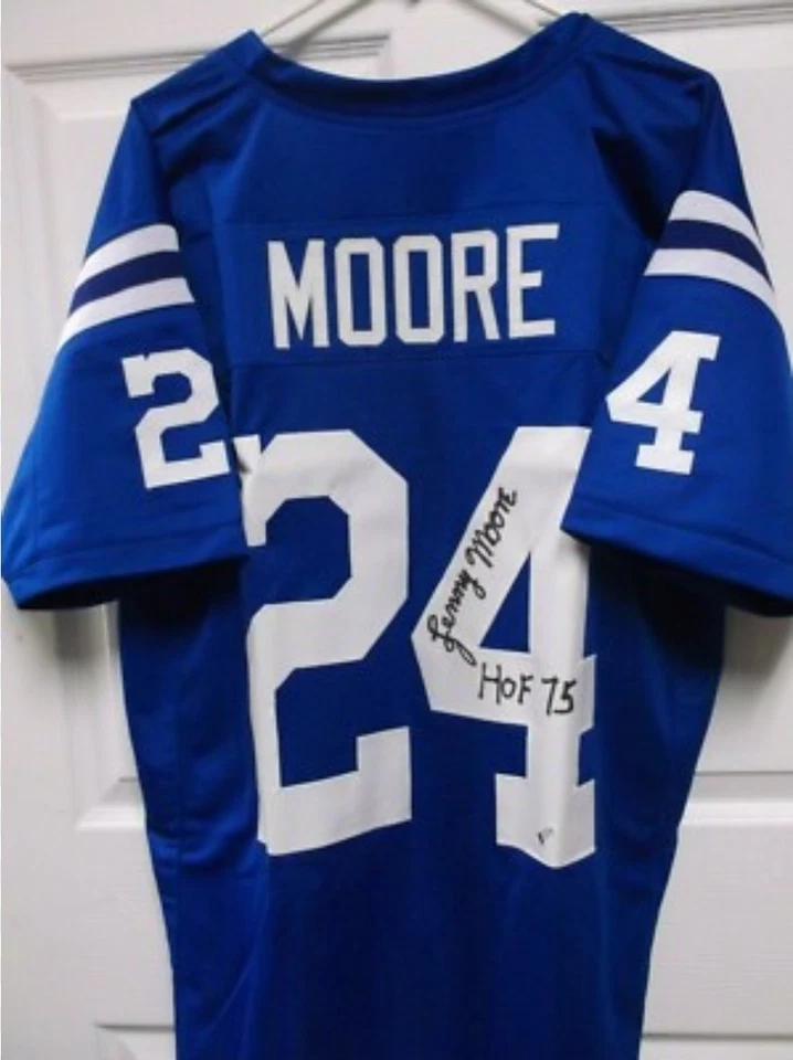 LENNY MOORE MVP HOF Signed Autographed Auto Baltimore Colts XL Custom Jersey JSA - Image 1 of 1