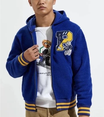 NWT Ralph Lauren Polo Sherpa Fleece Tiger Zip Up Letterman Hoodie Men's XXL $248 - Image 1 of 4