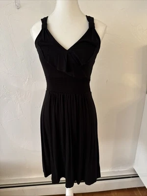 WHBM Dress Women Sz XS Black  Feminine Fit & Flare Sweetheart Neck Super Soft - Image 1 of 4