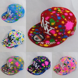 GORRA GORRA GORRA SOMBRERO AJUSTADO PINTADO PINT NUEVA YORK NEGRO BLANCO AZUL PÚRPURA + - Imagen 1 de 1