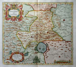 ITALIEN UMBRIEN ITALIA TERRITORIO DI ORVIETO UMBRIA MAGINI MAPPA CARTOUCHE 1620 - Foto 1 di 1