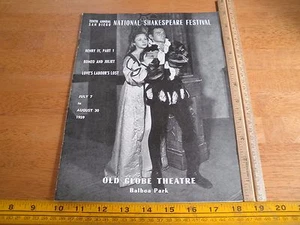 1959 DE COLECCIÓN Programa de Teatro San Diego Festival Nacional de Shakespeare Mal Throme - Imagen 1 de 1