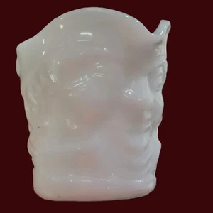 VTG White Milk Glass Creamer Federal Glass With Embossed Toby Face Design - Picture 1 of 12