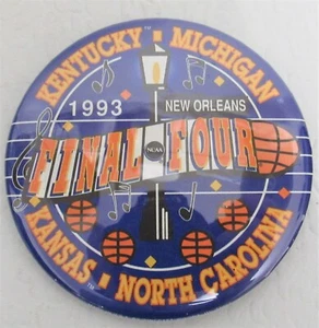 Pinback WinCraft 1993 Final Four Button Kentucky/Michigan/Kansas/Carolina - Imagen 1 de 6