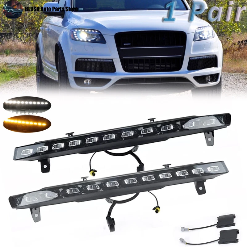  For Audi Q7 2006 -2015 1 Pair LED DRL Daytime Running Light Turn Signal Lamp  - Image 1 of 4