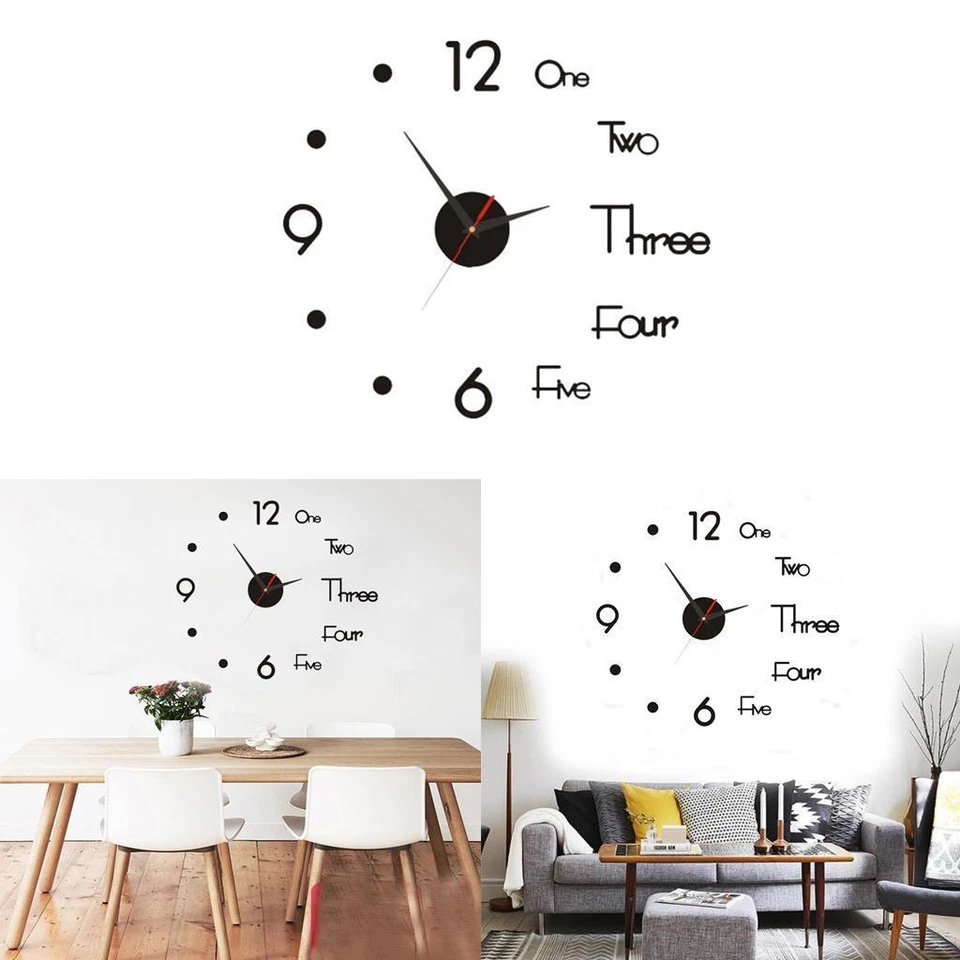 DIY 3D Frameless Large Modern Wall Clock for Home Bedroom Decor - Image 1 of 1