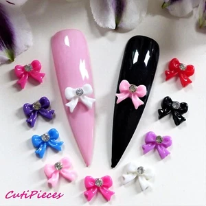 10/20pc x 3D Acrílico Nail Art Rhinestone BowTie BowTie Decoración Rosa Blanco Negro - Imagen 1 de 11