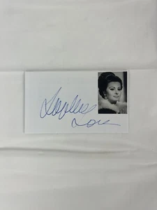 Sophia Loren Autographed Signed 3 X 5 Card W/picture - Picture 1 of 6