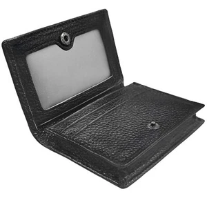 Leather Business Card Holder Name Card Case Credit Card Wallet with ID Window - Picture 1 of 6