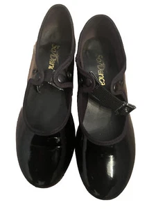 So Danca schwarze Lackleder Kinder Steppschuhe Mädchen Größe M 13,5 S Druckknopfschnalle schwarz - Bild 1 von 6