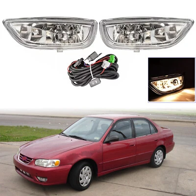 For 2001 2002 Toyota Corolla Pair Bumper Fog Light Driving Lamp w/Bulb W/Wiring - Image 1 of 4