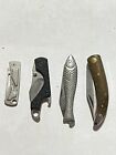 Lot of 4 Pocket Knives - SOG Mini Centi - Kershaw Cinder - Mikov - Inox Virginia