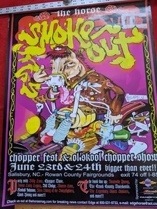 Póster de colección The Horse Backstreet Choppers "SMOKEOUT" Salisbury Carolina del Norte - Nuevo de Lote Antiguo - Imagen 1 de 6