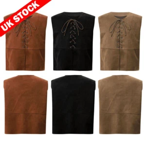 AU Boy's Gothic Dress Up Renaissance Medieval Costume Vest Lace-up Waistcoat - Picture 1 of 33