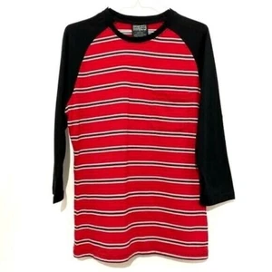 Red & Black Striped Raglan Baseball Tee Size L - Picture 1 of 2