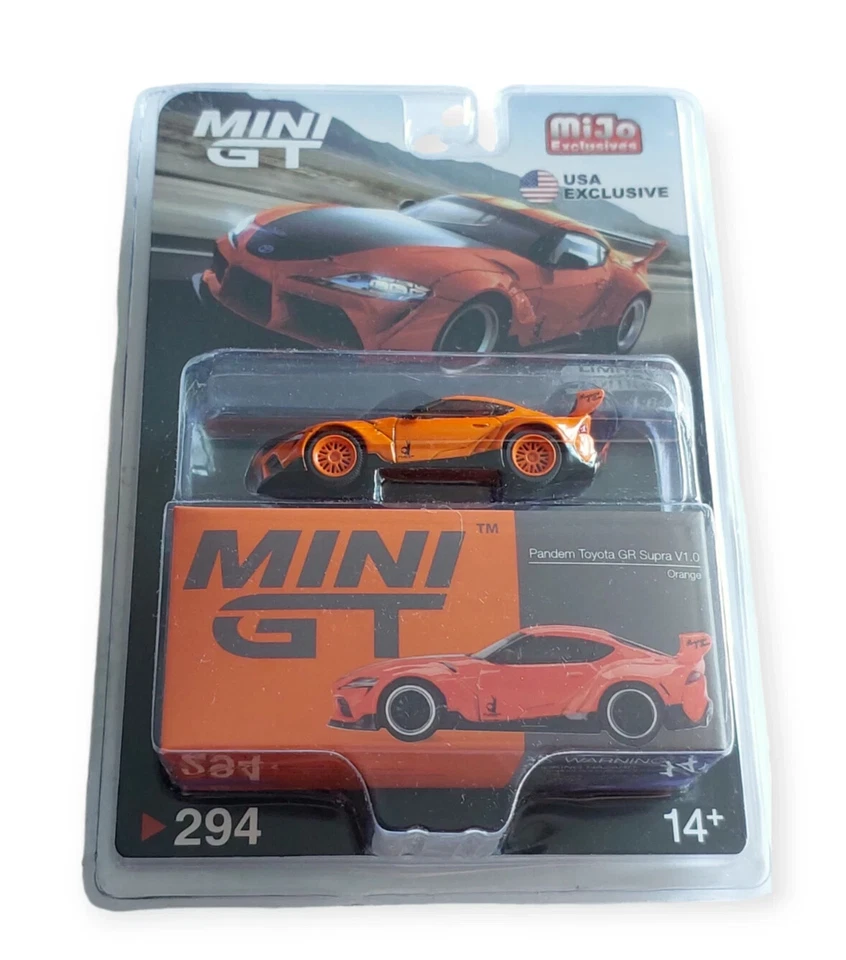 TSM Mini GT 294 Toyota GR Supra v1.0 Orange Chase Blister package - Image 1 of 1