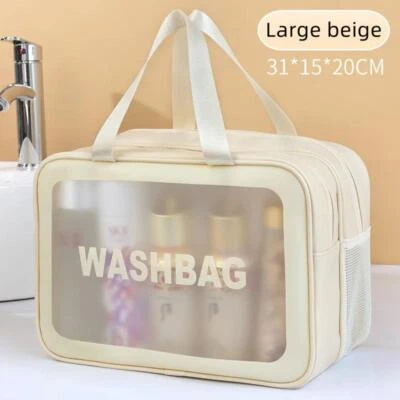 Dry-wet Separation Double Transparent Pu Makeup Bag Washing Cosmetic Storage Bag - Image 1 of 4