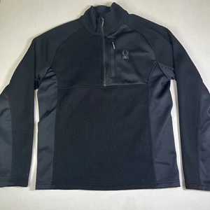 Pullover Spyder Para Hombre Talla Mediana Negro 1/4 Cremallera Tejido Waffle Manga Larga - Imagen 1 de 9