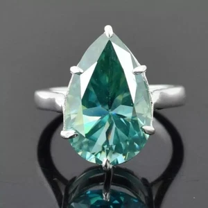 15 Ct Blue Treated Diamond Ring Pear Shape VVS1 Certified ! Statement Ring - Picture 1 of 4
