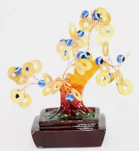 Feng Shui 4" Blue Evil Cat's Eye Money Tree Lucky Tree Gift Home Decor US Seller - Picture 1 of 2