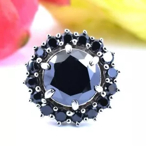 10 ct Lab Created Black Diamond Ring In Flower Design Great shine & Luster AAA - Picture 1 of 4